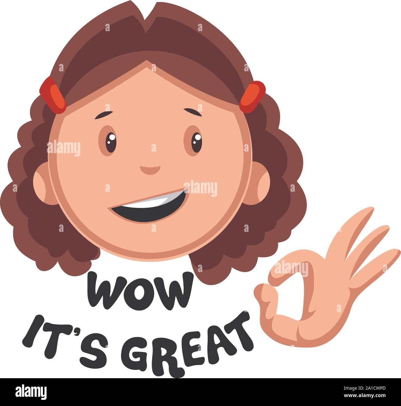 Wow sa grande fille, emoji, vector illustration sur fond blanc. Illustration de Vecteur