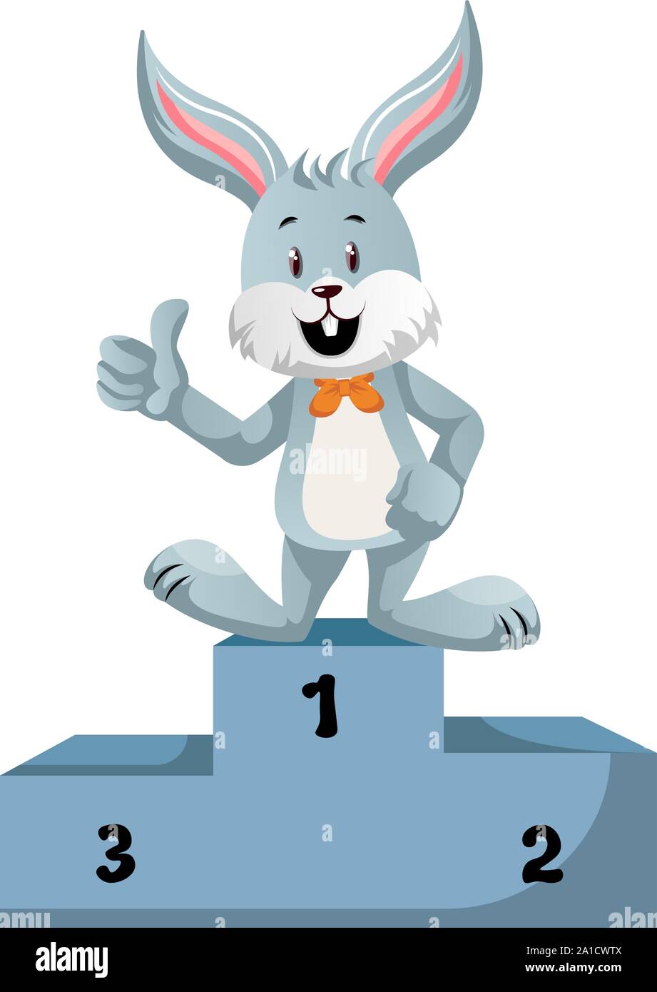 Bunny sur scène gagnante, illustration, vecteur sur fond blanc. Illustration de Vecteur