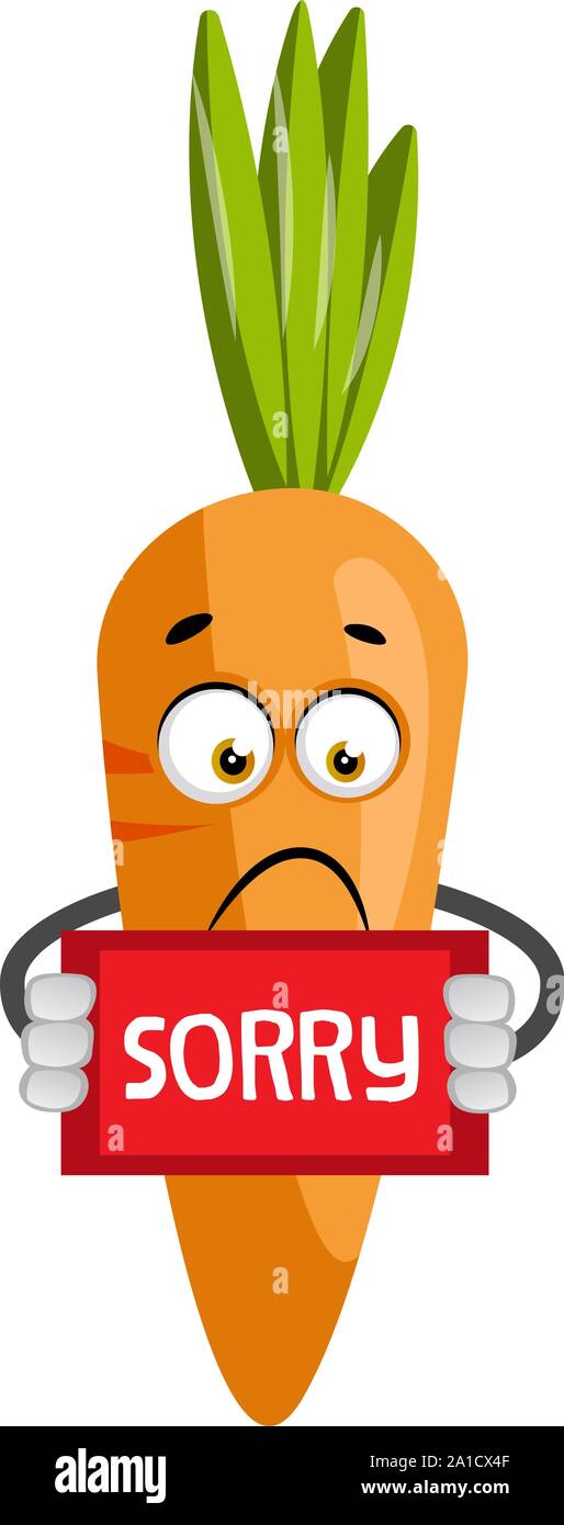Avec carotte désolé signe, illustration, vecteur sur fond blanc. Illustration de Vecteur
