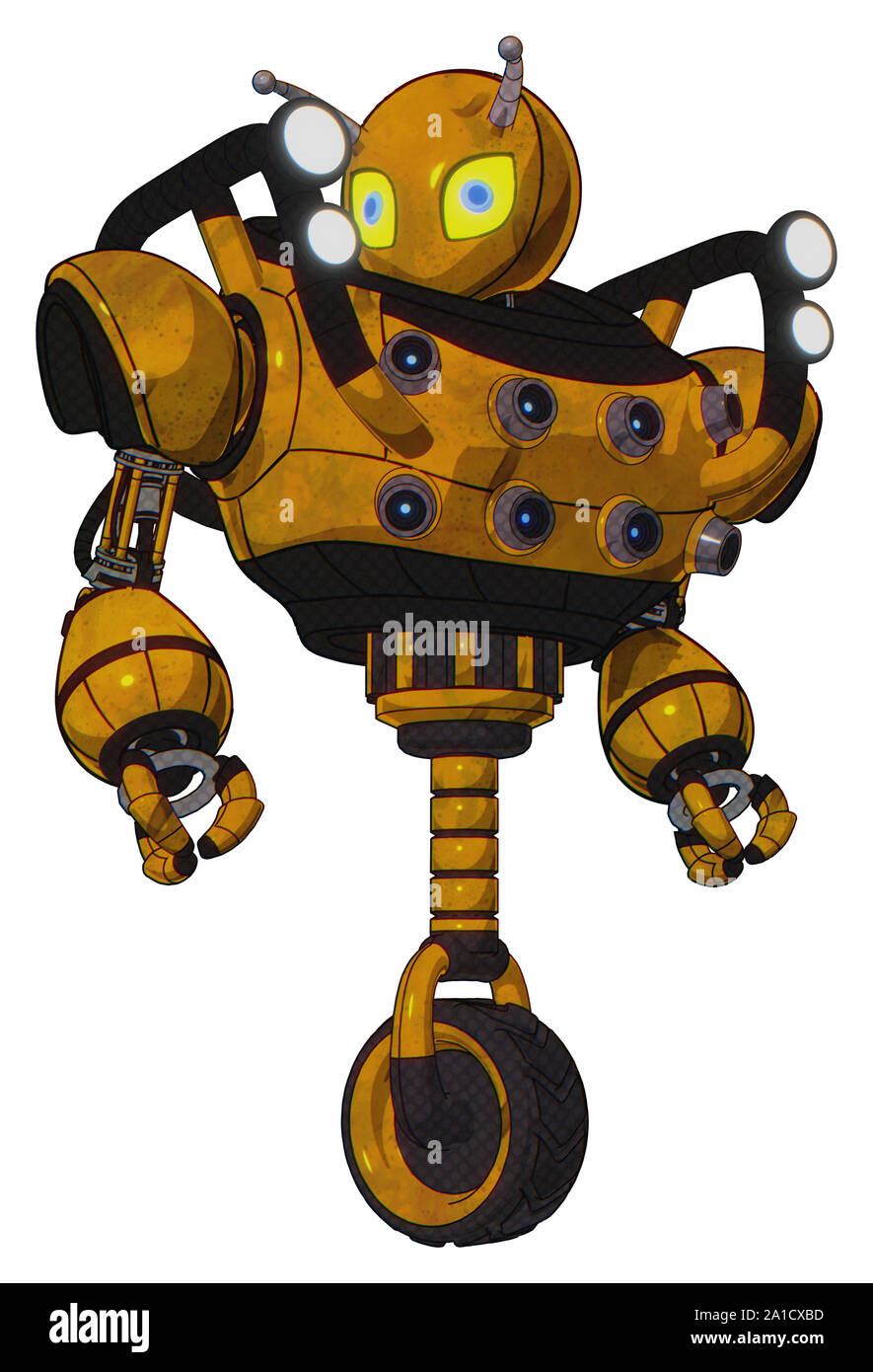 Les éléments contenant de l'automate : gris style Alien head, yeux jaune bleu avec les élèves, bug des antennes, des haut de la poitrine, de l'énergie de la poitrine, l'épaule sockets il Banque D'Images