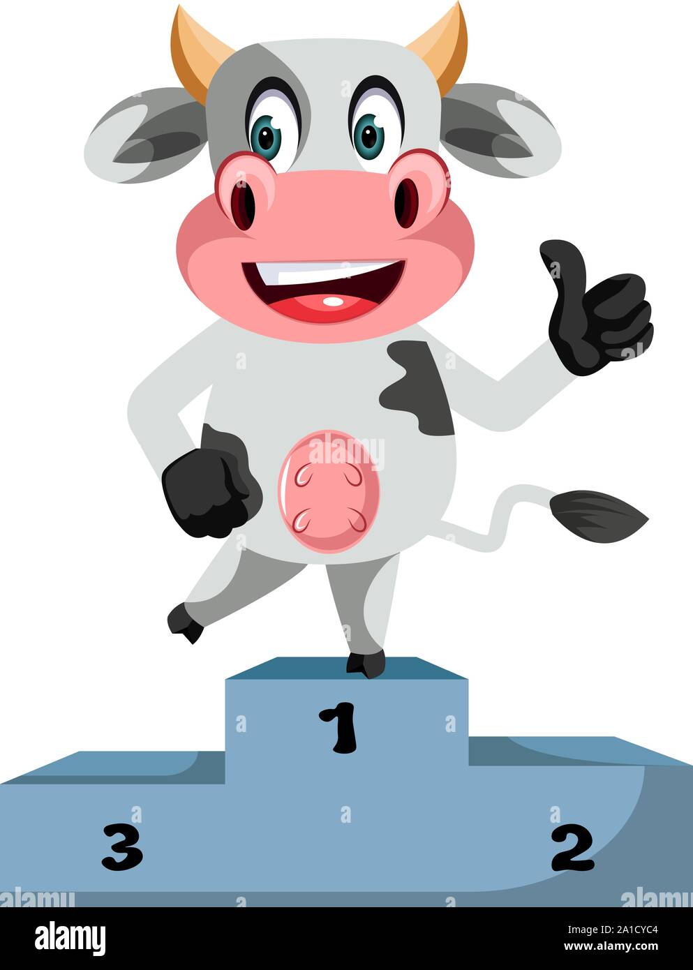 Vache sur scène gagnante, illustration, vecteur sur fond blanc. Illustration de Vecteur