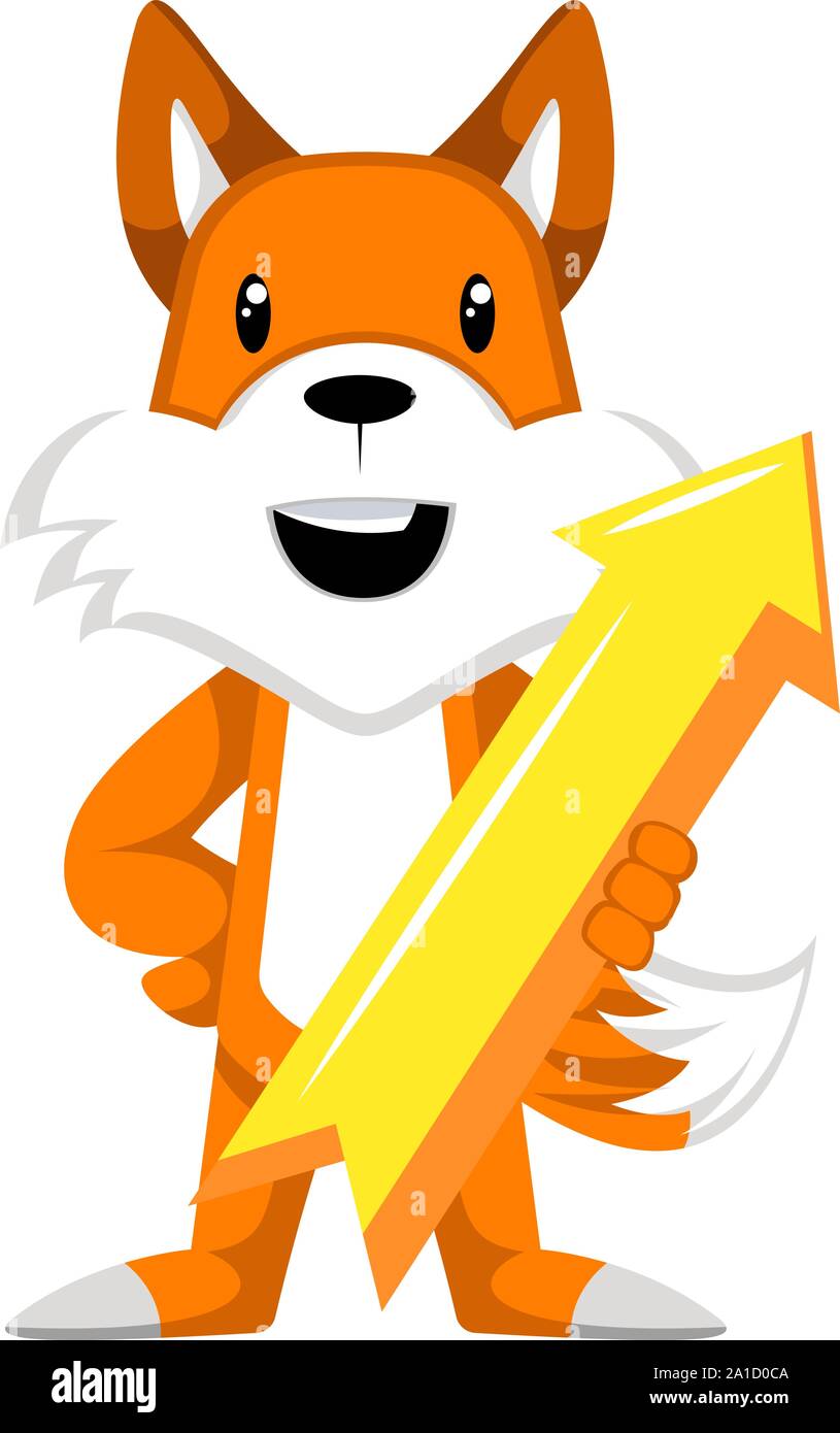 Fox d'une flèche jaune, illustration, vecteur sur fond blanc. Illustration de Vecteur