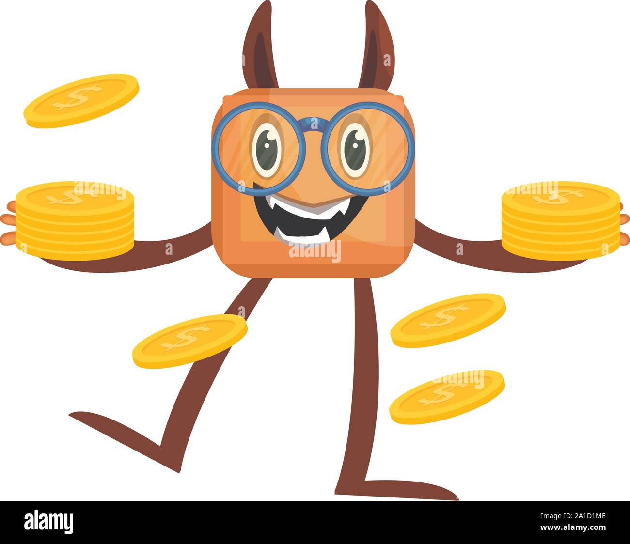 Monster avec coins, illustration, vecteur sur fond blanc. Illustration de Vecteur