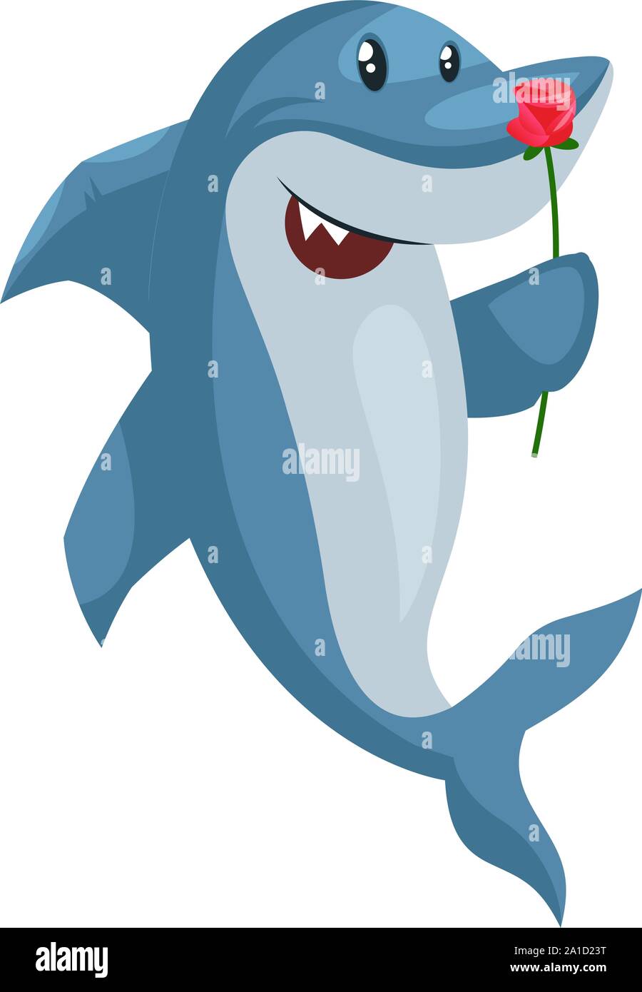 Shark avec fleur, illustration, vecteur sur fond blanc. Illustration de Vecteur