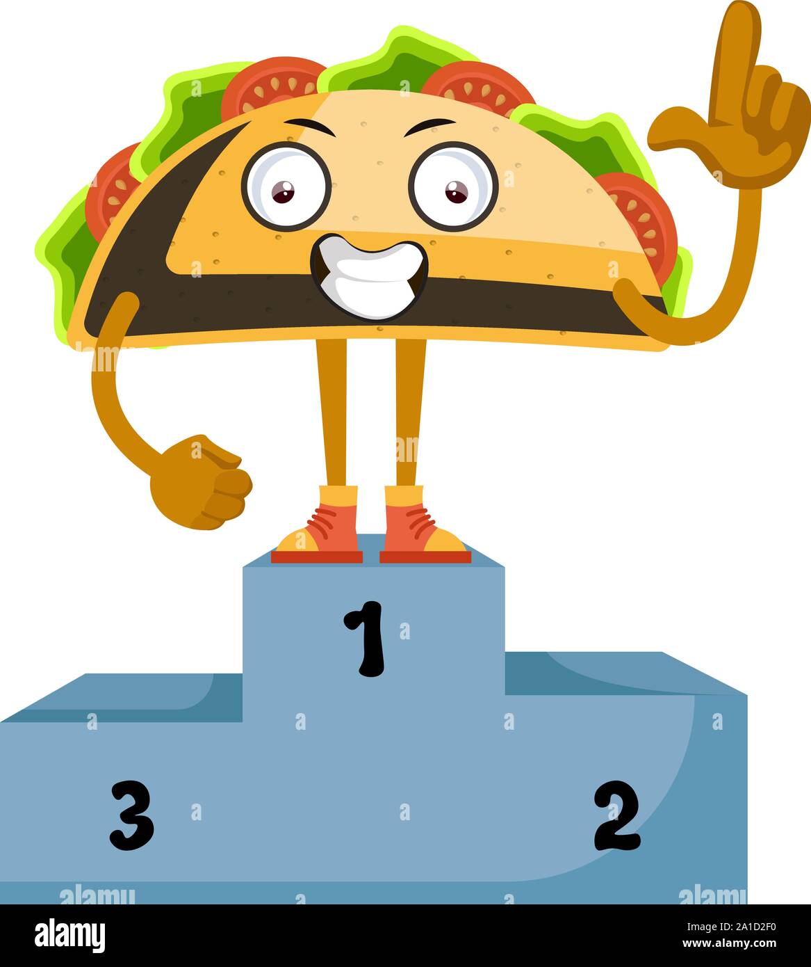 Taco sur scène gagnante, illustration, vecteur sur fond blanc. Illustration de Vecteur