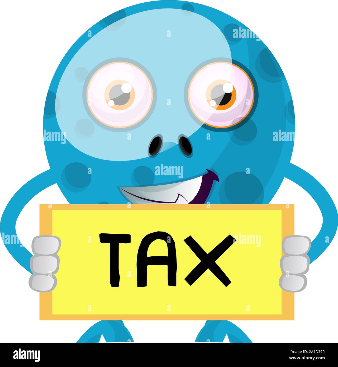 Note d'impôt avec Blue Monster, illustration, vecteur sur fond blanc. Illustration de Vecteur