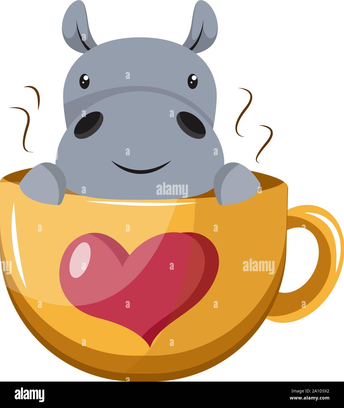 Hippo en tasse, illustration, vecteur sur fond blanc. Illustration de Vecteur