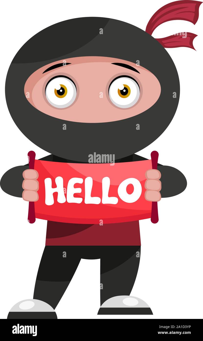 Dit bonjour Ninja, illustration, vecteur sur fond blanc. Illustration de Vecteur
