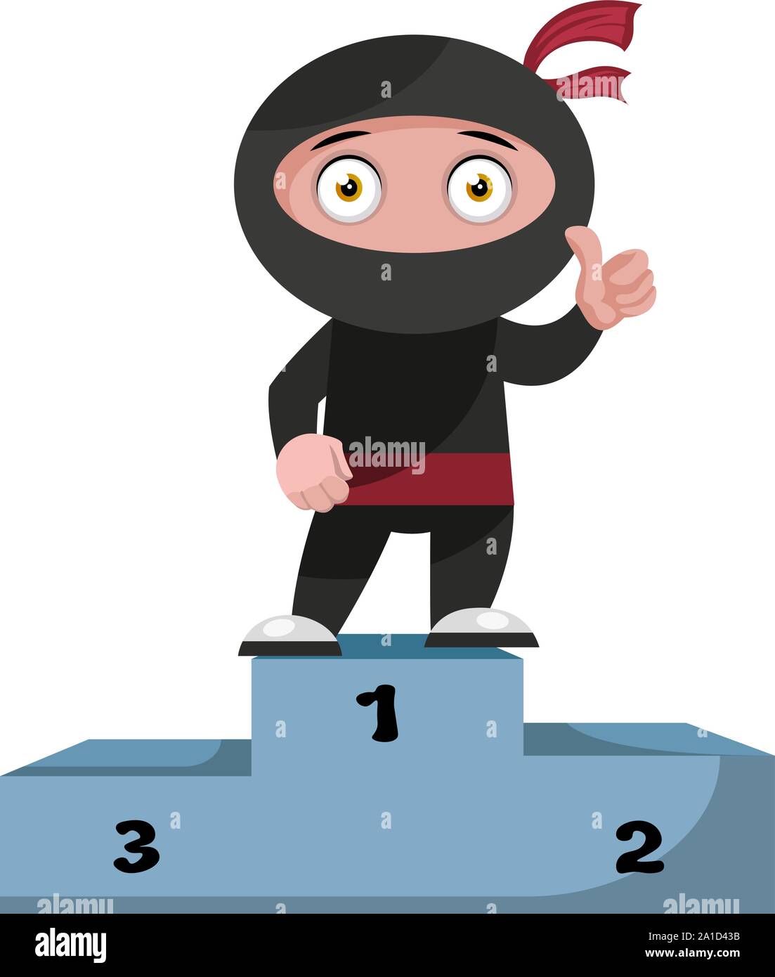Ninja sur scène gagnante, illustration, vecteur sur fond blanc. Illustration de Vecteur