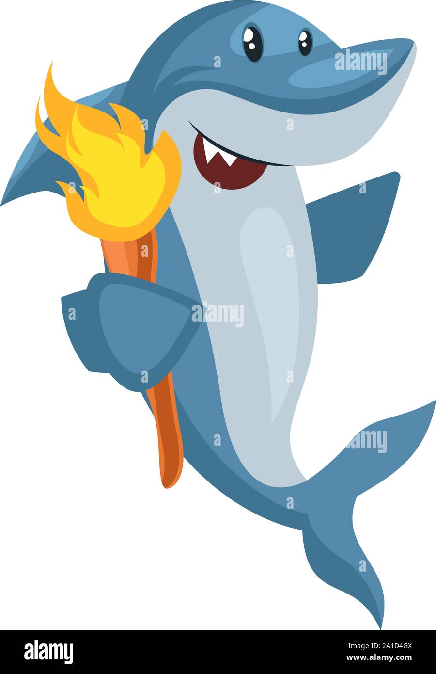 Avec une torche de requins, illustration, vecteur sur fond blanc. Illustration de Vecteur