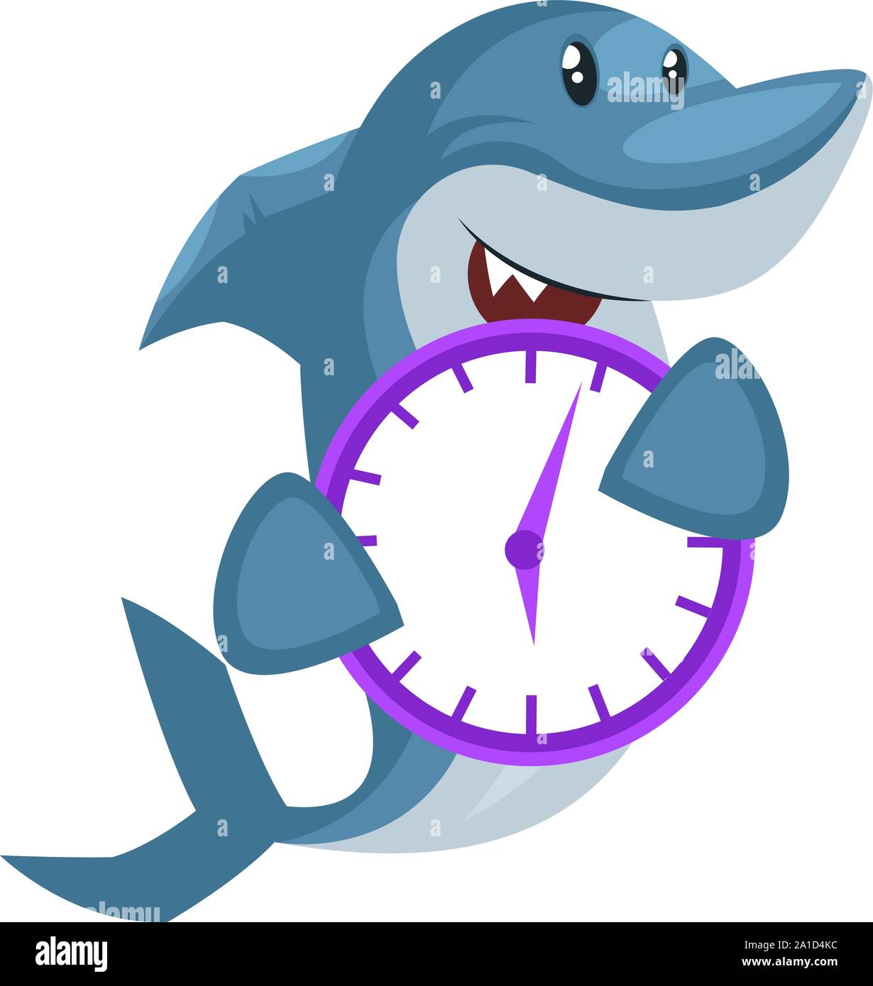 Horloge violet avec des requins, illustration, vecteur sur fond blanc. Illustration de Vecteur