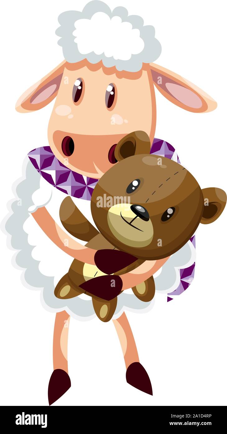 Les brebis avec ours, illustration, vecteur sur fond blanc. Illustration de Vecteur