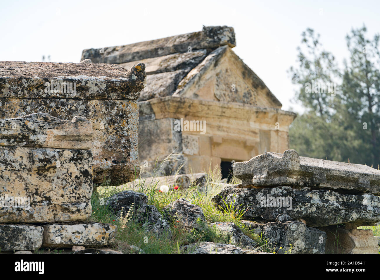 Ruines anciennes tombes de hierapolis pamukkale turquie Banque D'Images