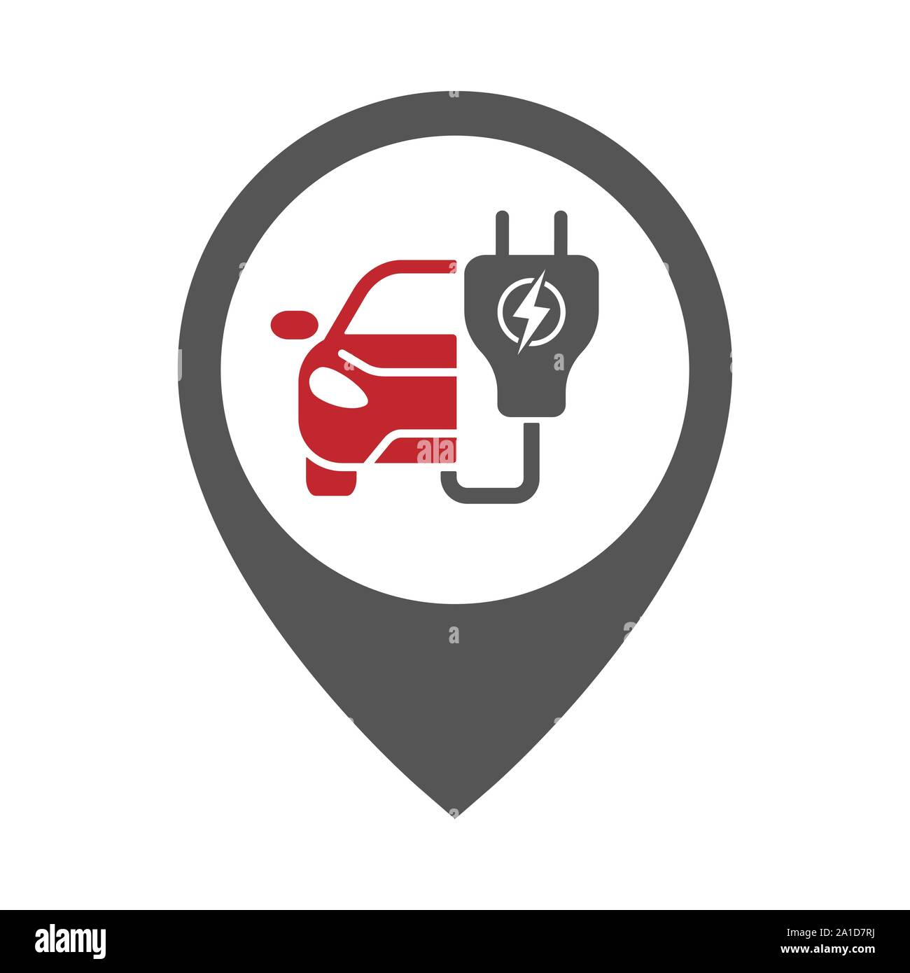 Point géographique de la station de charge de voiture. Voiture électrique icône vecteur symbole de trafic technologie véhicule automobile. SPE 10 Illustration de Vecteur