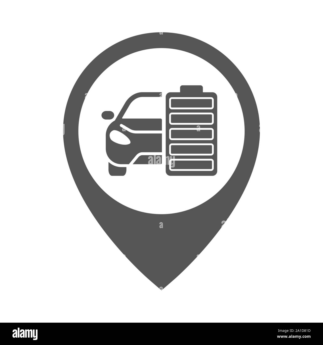 Point géographique de la station de charge de voiture. Voiture électrique icône vecteur symbole de trafic technologie véhicule automobile. SPE 10 Illustration de Vecteur
