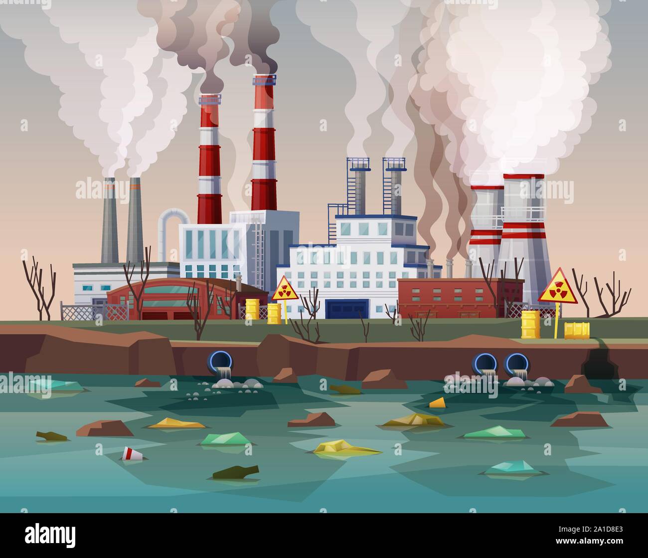 La pollution de l'air ou de l'industrie usine Image Vectorielle Stock -  Alamy