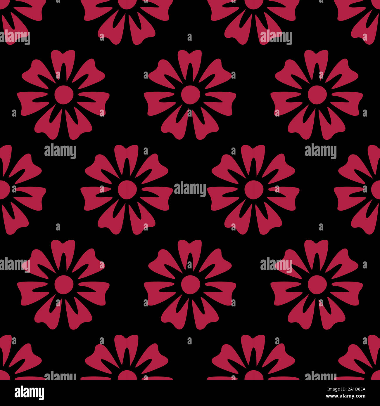 Rose-rouge géométrique motif floral seamless vector fond noir. Super pour toile de fond en tissu,d,d,, fonds d'écran et une fausse. Banque D'Images
