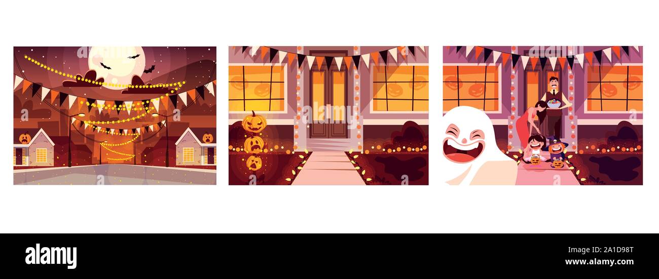 Jeu de cartes avec des scènes d'halloween design illustration vectorielle Illustration de Vecteur