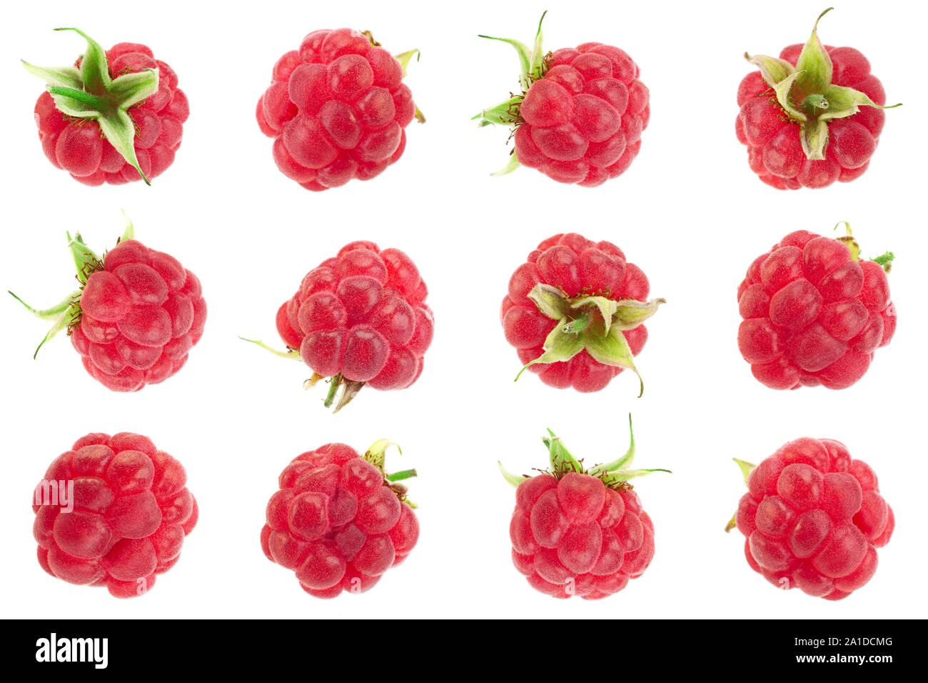 Mise à fruit framboise Mini isolé sur fond blanc Banque D'Images