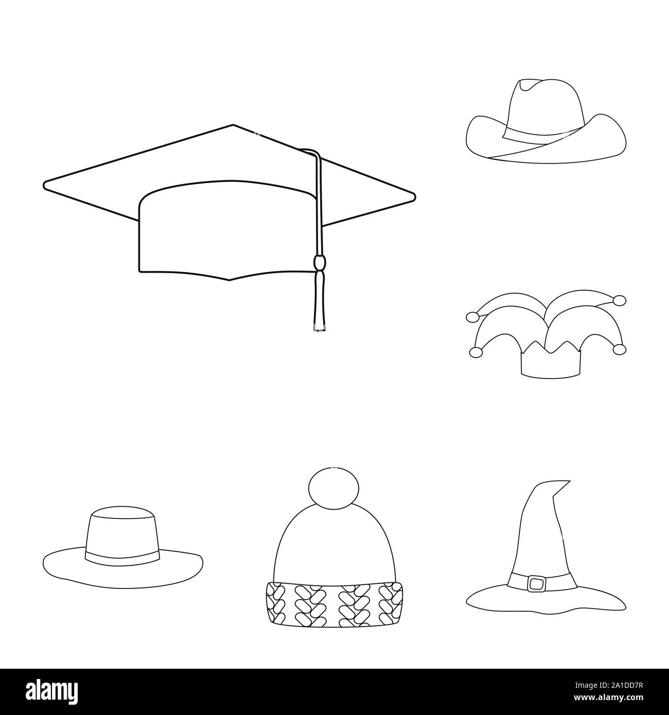 Vector design de coiffures et napper d'un logo. Ensemble de couvre-chef et le casque, symbole de l'action pour le web. Illustration de Vecteur