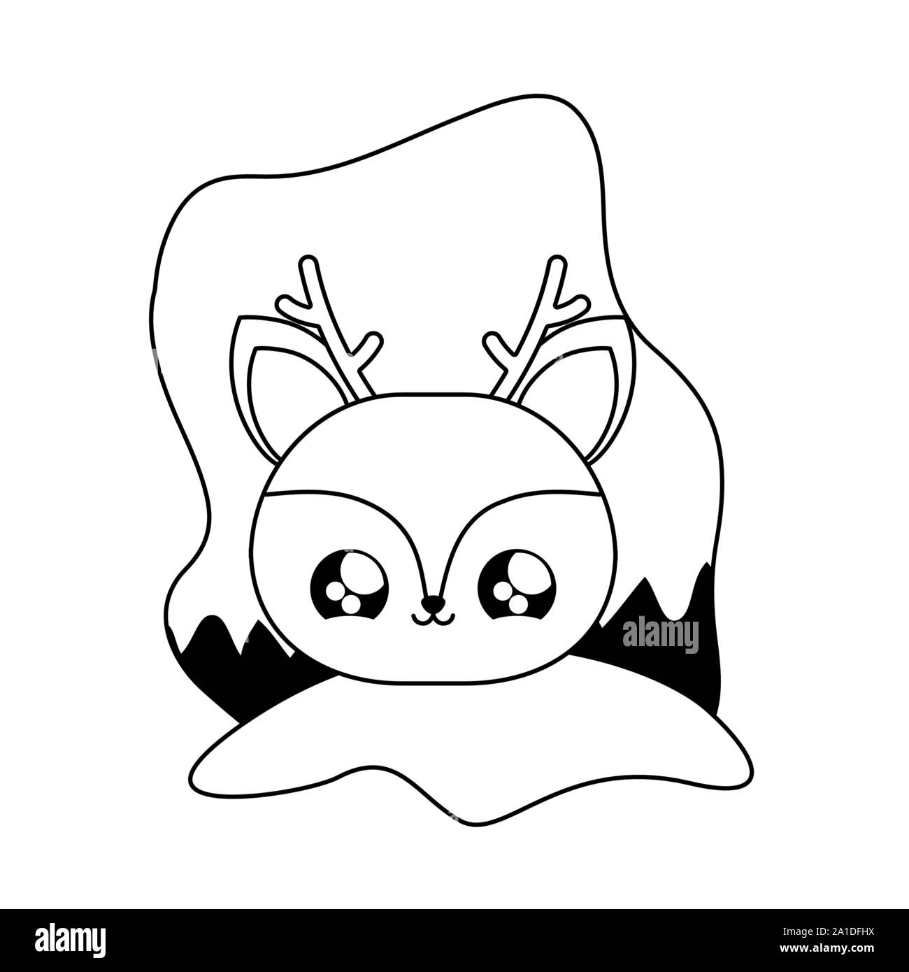 Tete De Renne Mignon Bebe Animal Kawaii Vector Illustration Design Image Vectorielle Stock Alamy