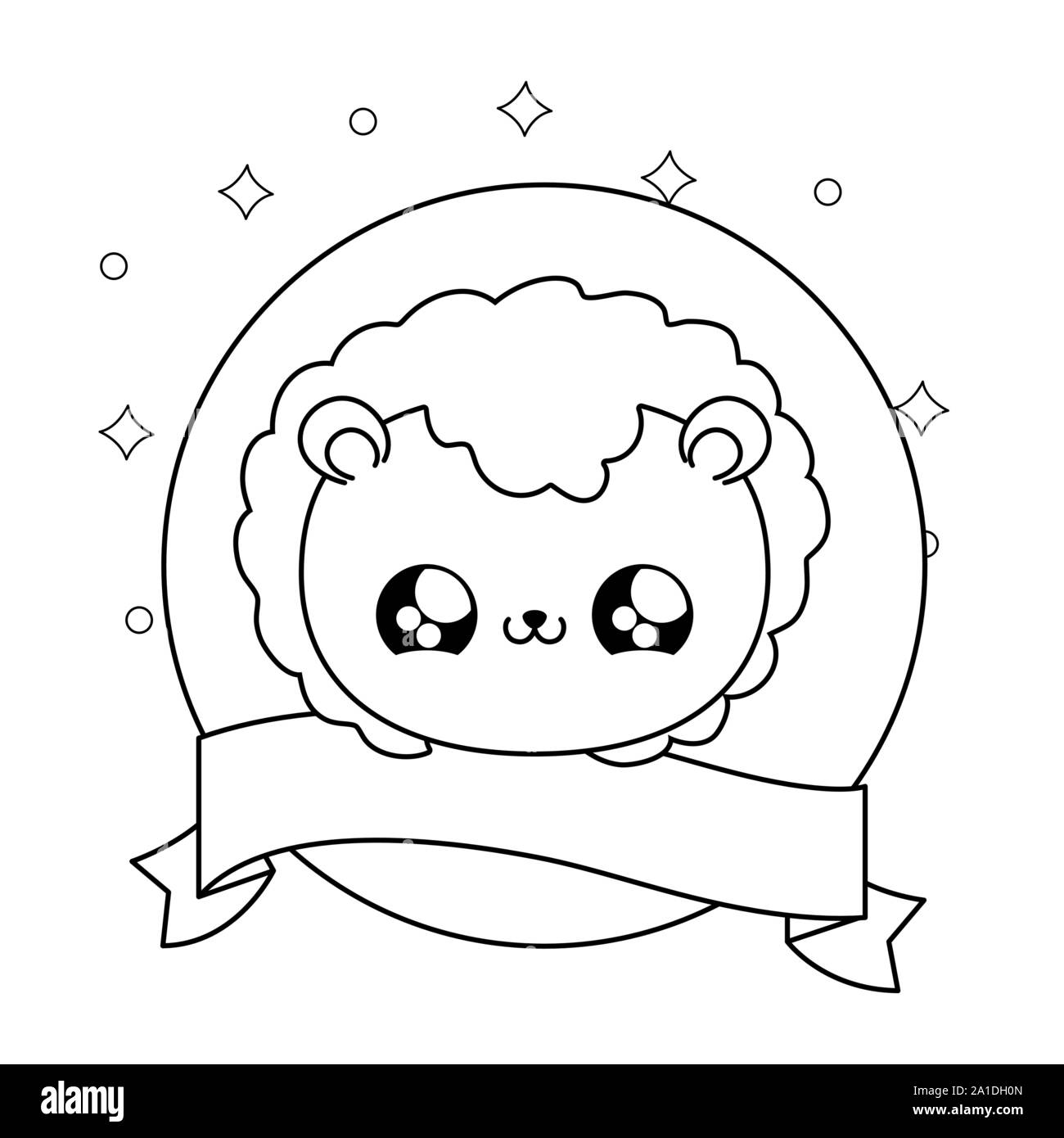 Jolie Tete De Lion Bebe Animal Kawaii Vector Illustration Design Image Vectorielle Stock Alamy