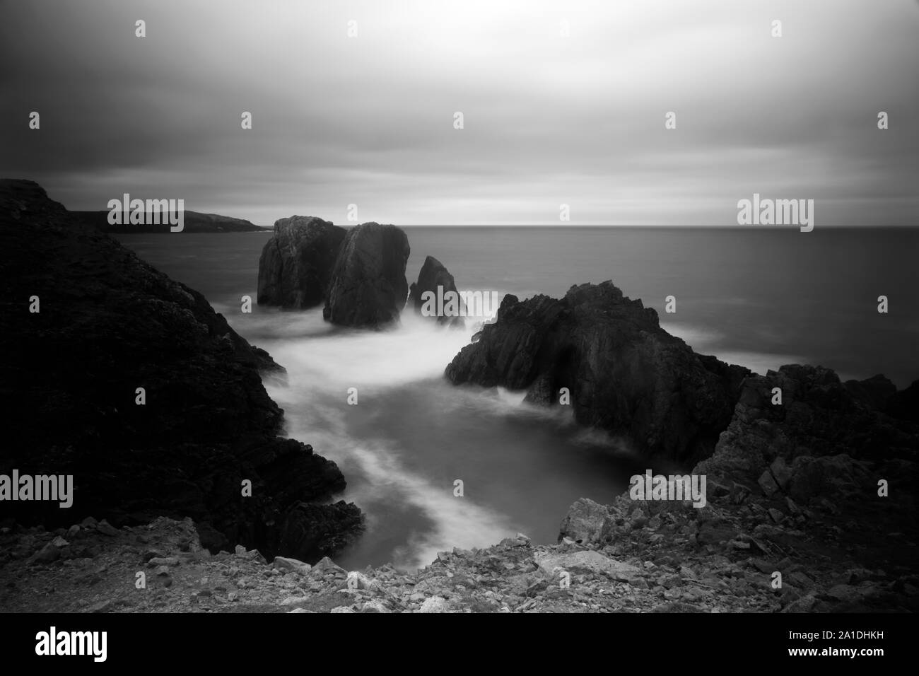 Les piles de la mer près de Mangersta Beach, à l'île de Lewis, îles Hébrides, Ecosse, Royaume-Uni Banque D'Images