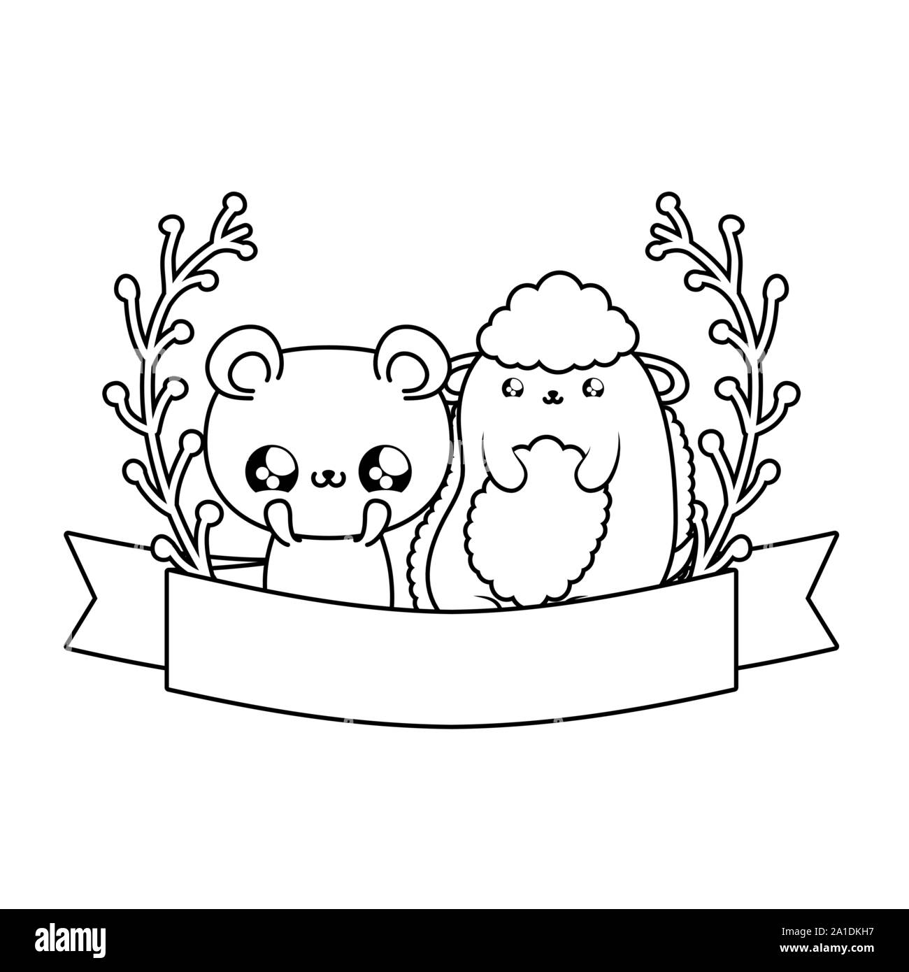 Cute Bear Avec Des Moutons De Bebes Animaux Kawaii Vector Illustration Design Image Vectorielle Stock Alamy