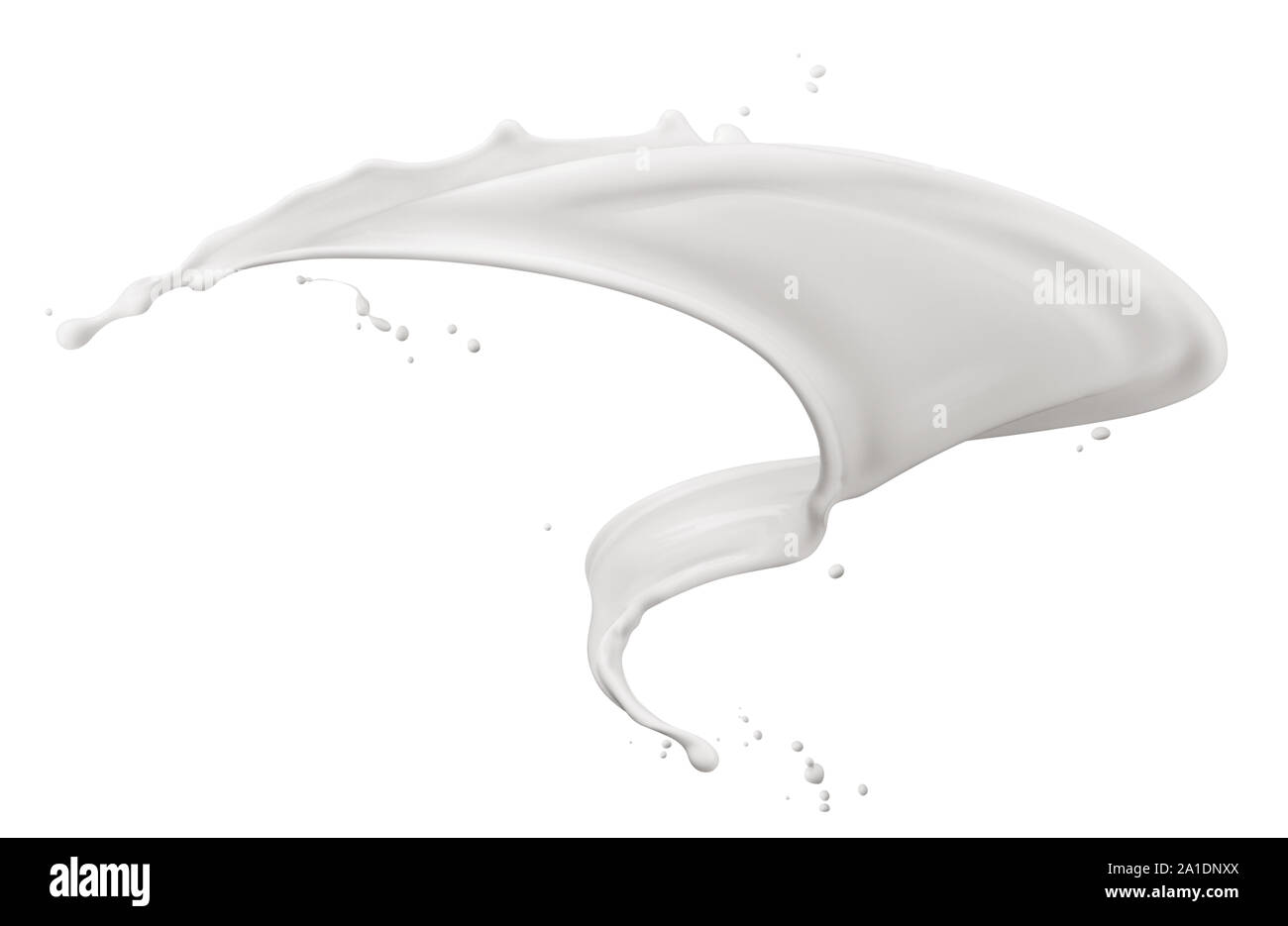 Lait torsadée splash isolé sur fond blanc Banque D'Images
