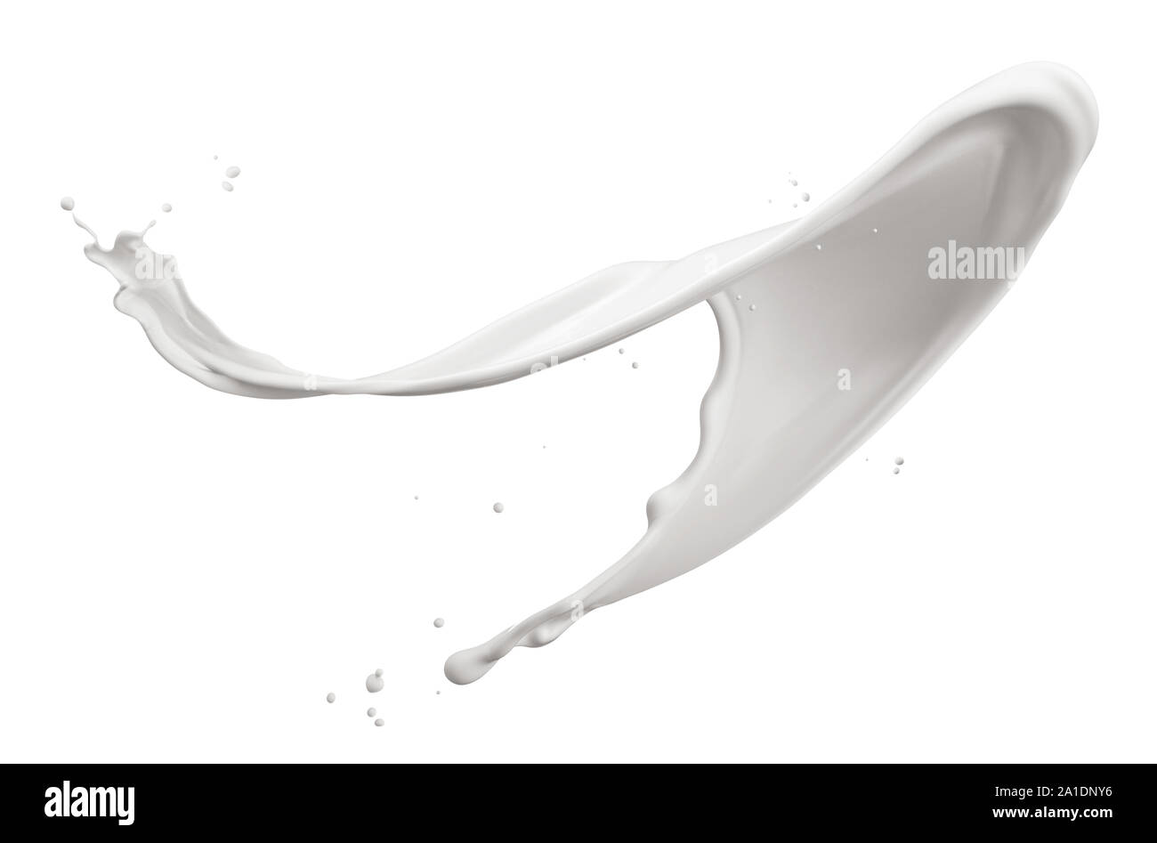 Lait torsadée splash isolé sur fond blanc Banque D'Images