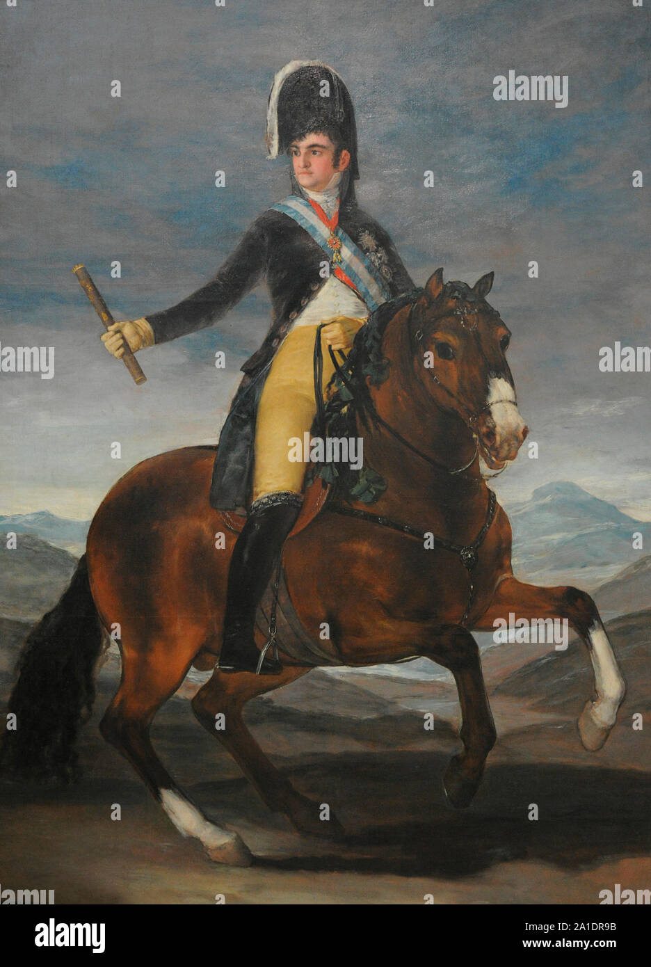 Ferdinand VII (1784-1833). Roi d'Espagne (1808-1833). Portrait équestre de Ferdinand VII, 1808. Par Francisco de Goya y Lucientes (1746-1828). San Fernando Académie Royale des Beaux-arts de Madrid. L'Espagne. Banque D'Images