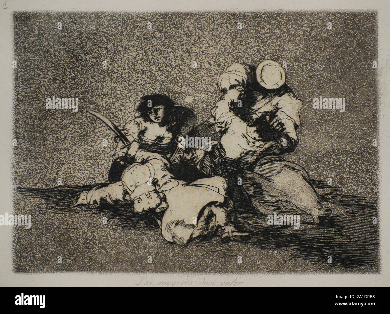 Francisco de Goya y Lucientes (1746-1828). Peintre espagnol. Les désastres de la guerre. Planche 4. Les femmes donnent courage (Las mujeres dan valor). San Fernando Académie Royale des Beaux-arts de Madrid. L'Espagne. Banque D'Images