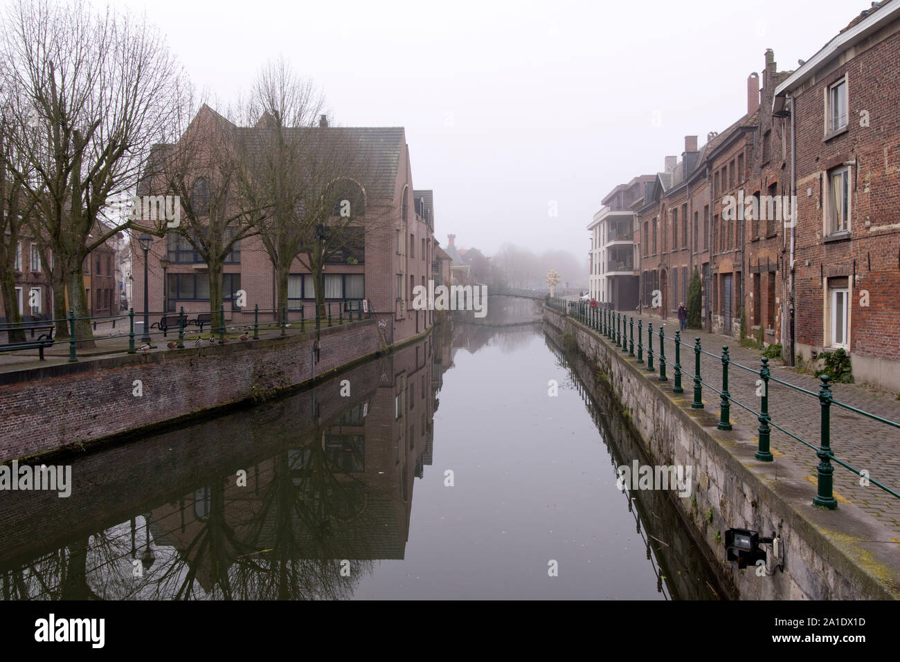 Gand, Flandre orientale, Belgique - La Lieve en hiver. Banque D'Images