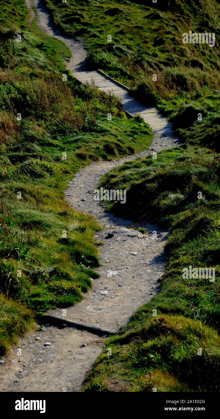 South West Coast Path entre Barras Nez et Château de Tintagel, Tintagel, Cornwall, UK. Banque D'Images