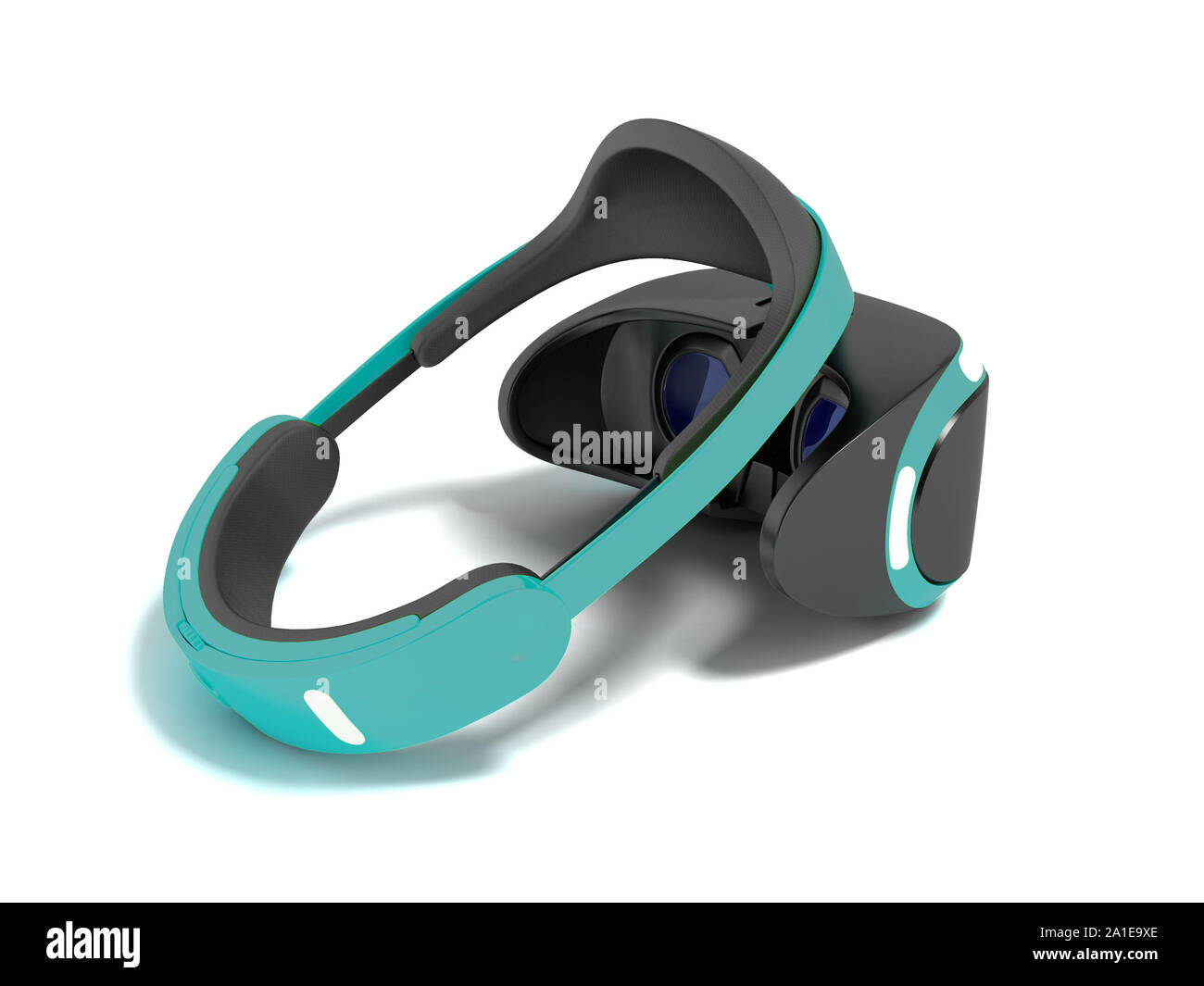 Lunettes modernes de la réalité vénéré avec plastique noir inserts bleu foncé de rendu 3D sur fond blanc avec ombre Banque D'Images