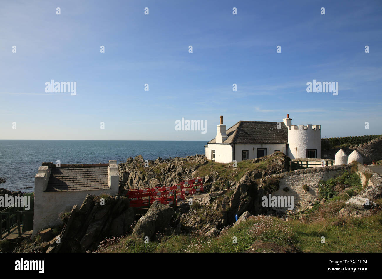 Le bâtiment de l'étang du poisson Logan près de Port Logan, Dumfries et Galloway, Écosse, Royaume-Uni. Banque D'Images