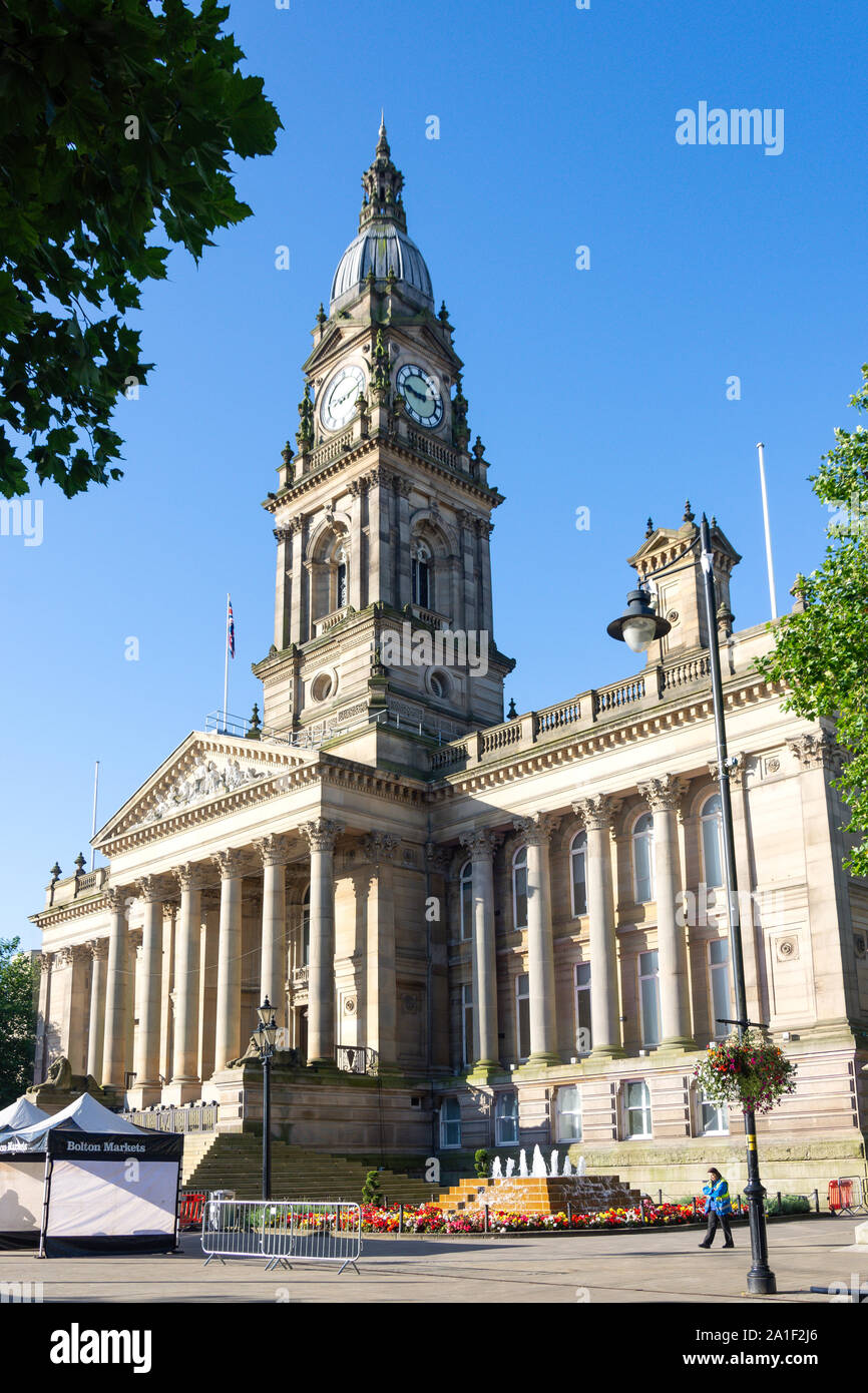 Hôtel de Ville de Bolton, Bolton, Victoria Square, Greater Manchester, Angleterre, Royaume-Uni Banque D'Images