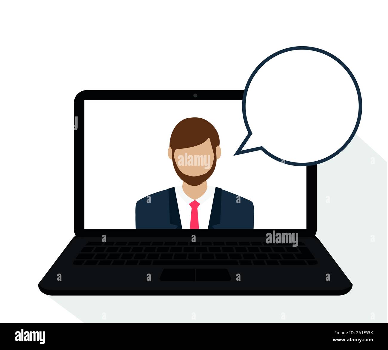 L'homme d'affaires dans l'écran de l'ordinateur avec bulle online support vector illustration EPS10 Illustration de Vecteur