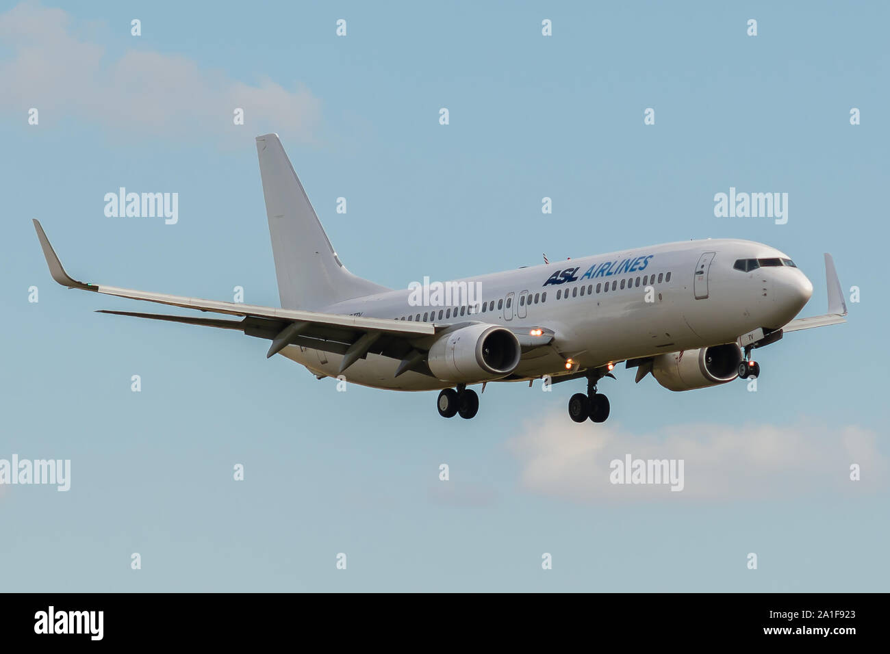 F-GZTV, 23 septembre 2019, Boeing 737-8K5-30882 atterrissage à l'aéroport de Roissy, Paris à la fin de l'ASL de vol Airlines France 5O824 d'Olbia Banque D'Images