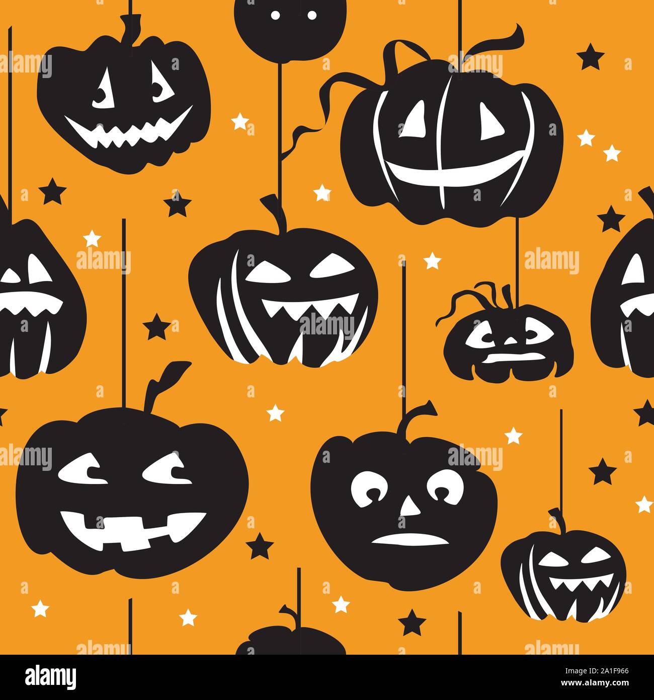 Transparente avec motif vecteur forme différente pendaison Halloween citrouille en noir et blanc sur fond orange, stock illustration pour la conception Illustration de Vecteur