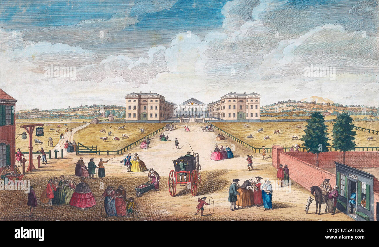 Une vue de l'enfant trouvé, l'hôpital de Londres. Après une gravure datée de 1751, publié par Robert Sayer. La colorisation plus tard. Banque D'Images