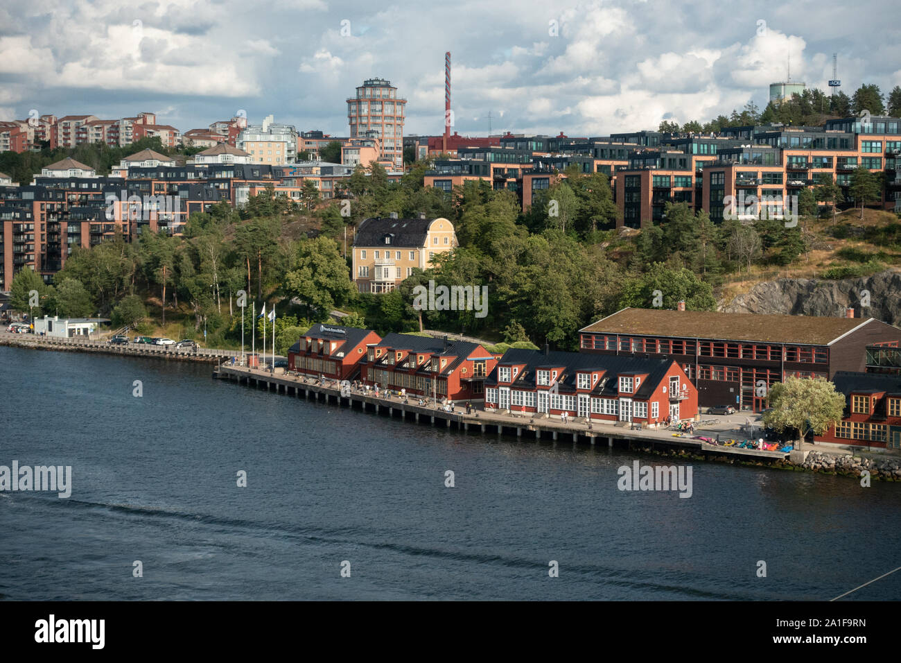 Quitter le port de la ville de Stockholm vue du canal Banque D'Images