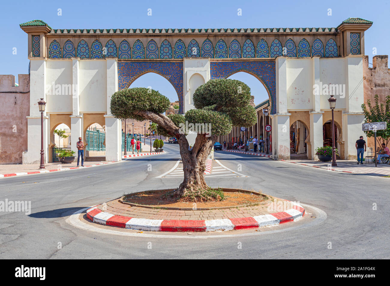 Bab Moulay Ismaïl est l'une des portes de la ville de Meknès, au Maroc. Elle remonte au 17e siècle Banque D'Images
