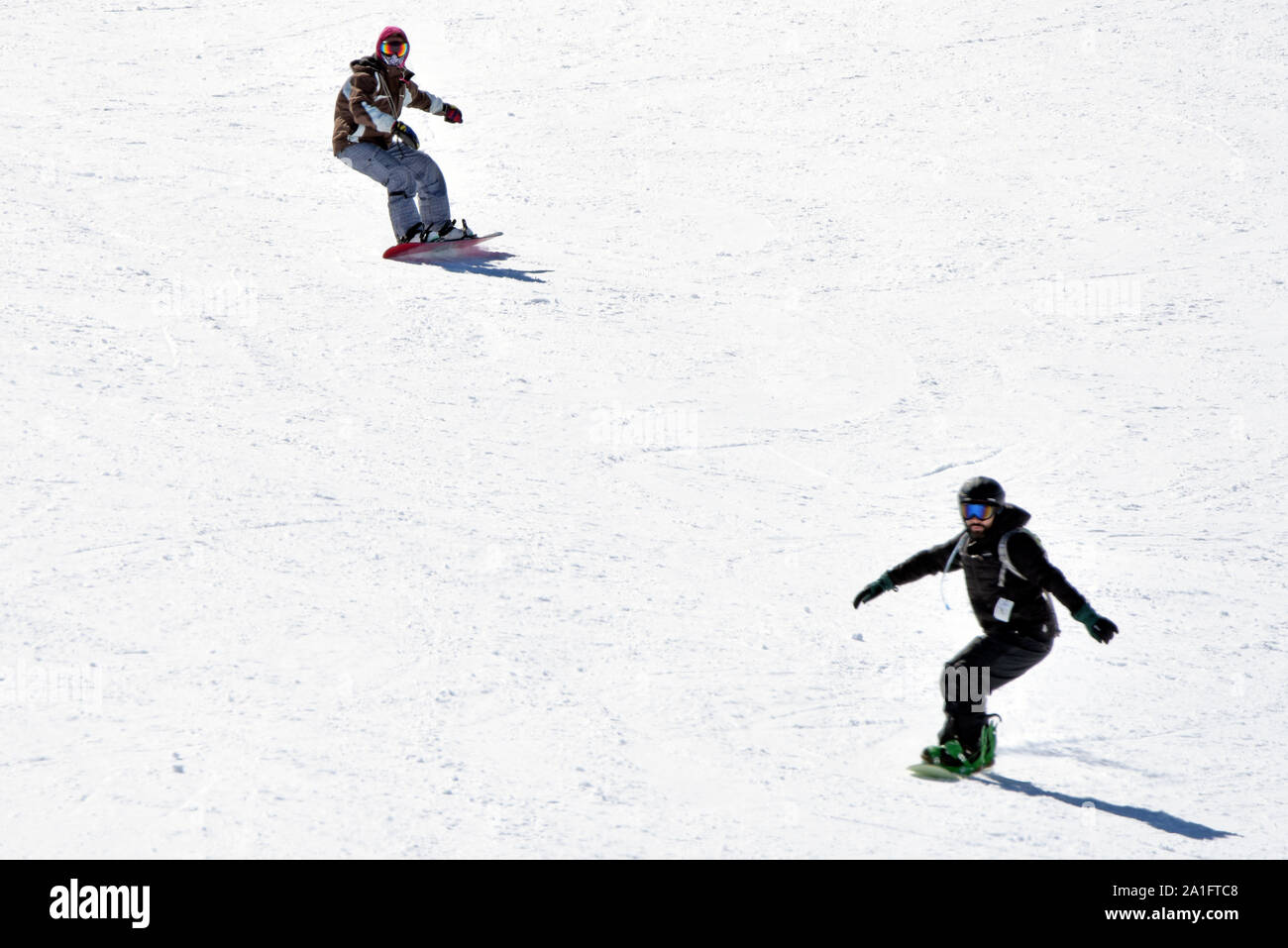 Ski au centre de ski du volcan Osorno, Chili Banque D'Images