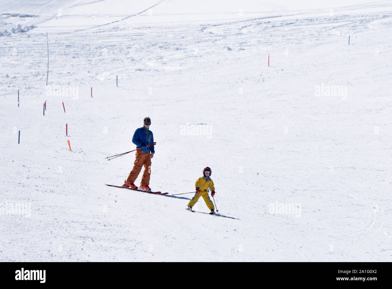 Ski au centre de ski du volcan Osorno, Chili Banque D'Images