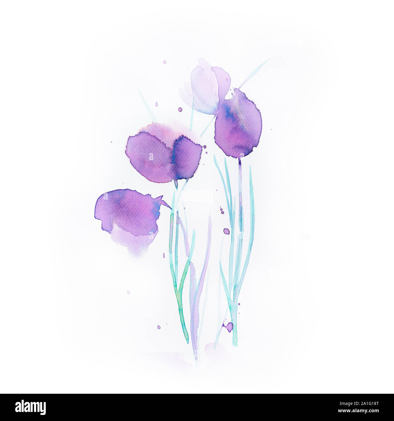 Fleurs aquarelle abstraite (faites à la main) Banque D'Images