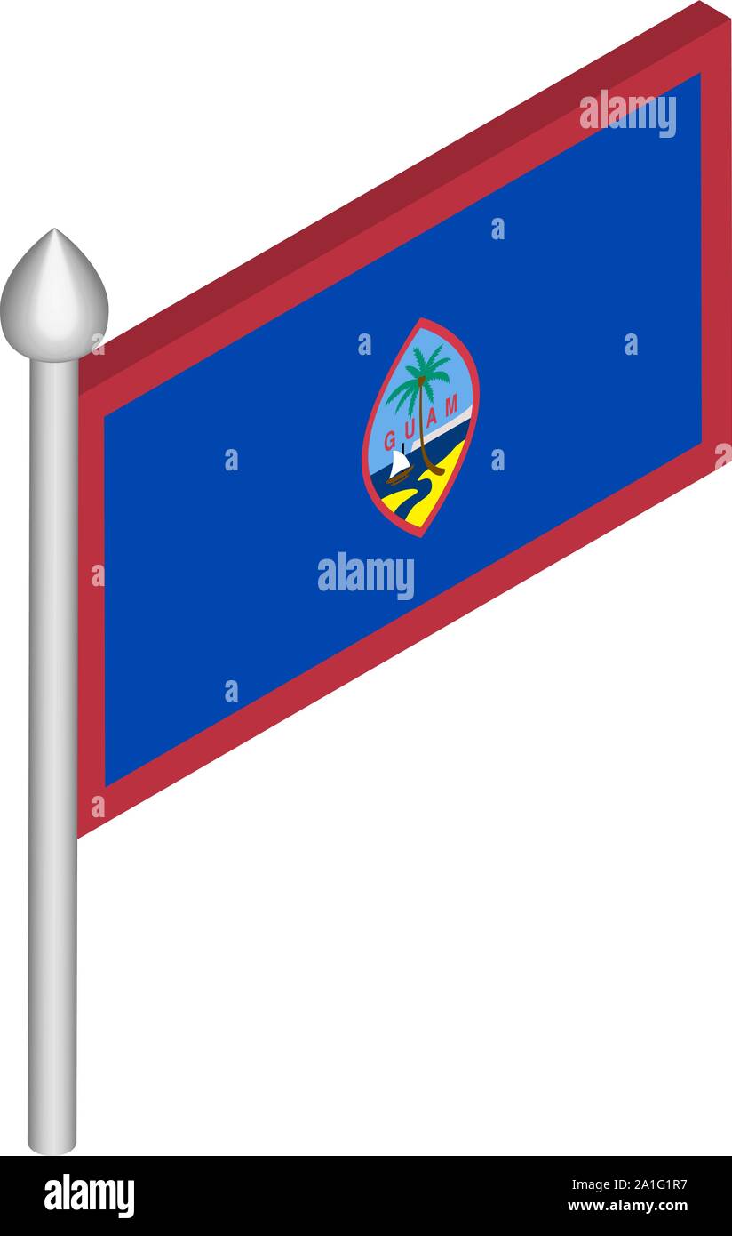 Illustration isométrique avec mât de drapeau Guam Illustration de Vecteur