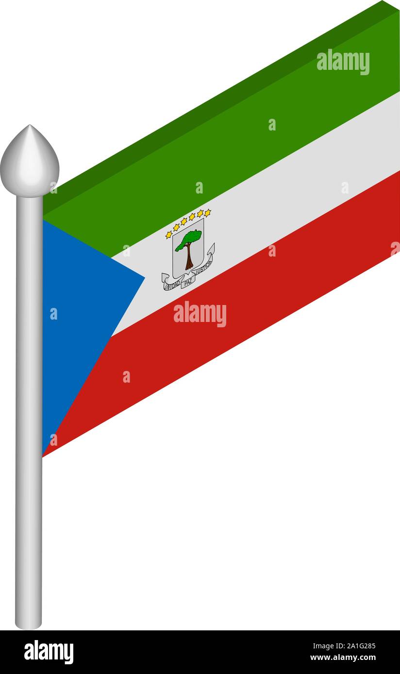 Illustration isométrique de mât de drapeau avec la Guinée équatoriale Illustration de Vecteur