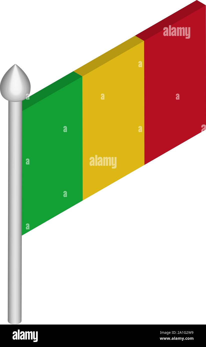 Illustration isométrique avec mât de drapeau Mali Illustration de Vecteur