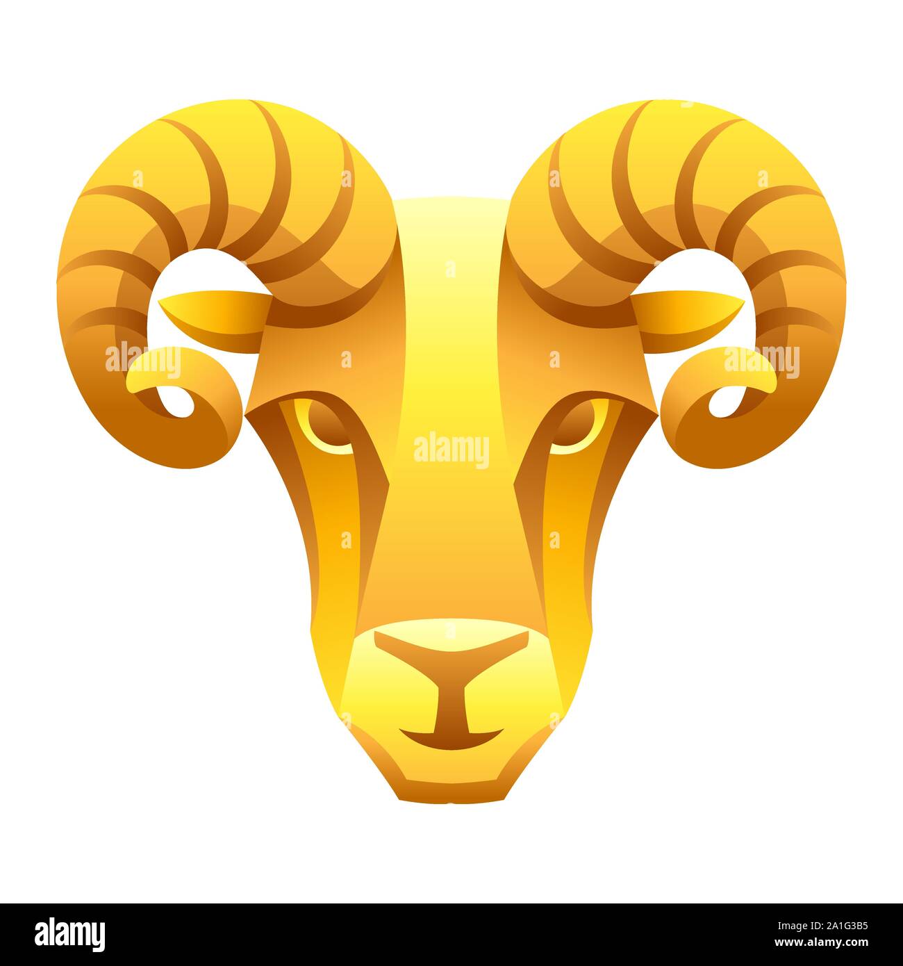 Signe zodiaque bélier d'or, symbole de l'horoscope. Illustration de Vecteur